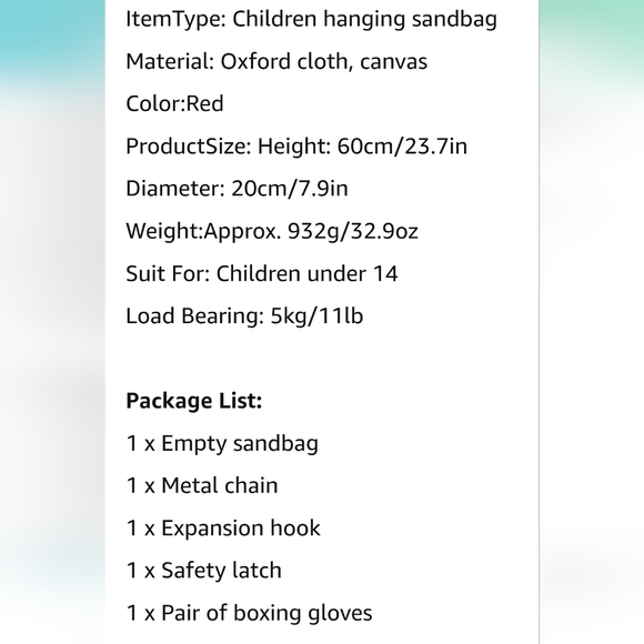 Kids Durable Heavy Duty Resistant to Play Boxing  Sandbag Hollow Punch Bag - Picture 7 of 7